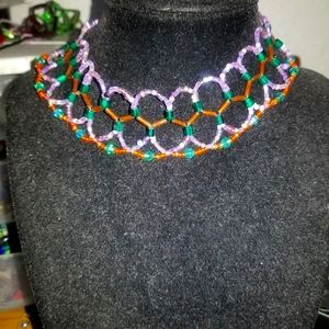 Handmade beaded lattice choker